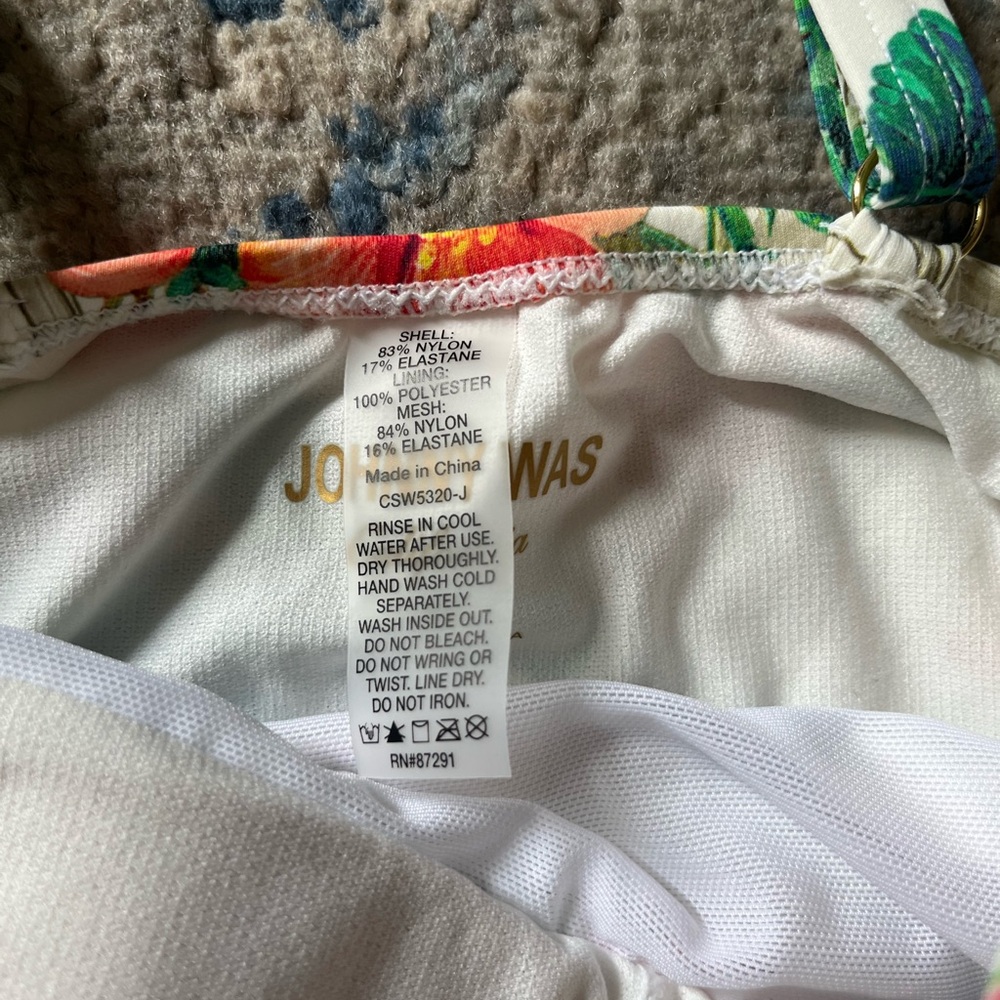 JOHNNY WAS Holly Butterfly Ruched One-Piece Swimsuit XS - Picture 3 of 5